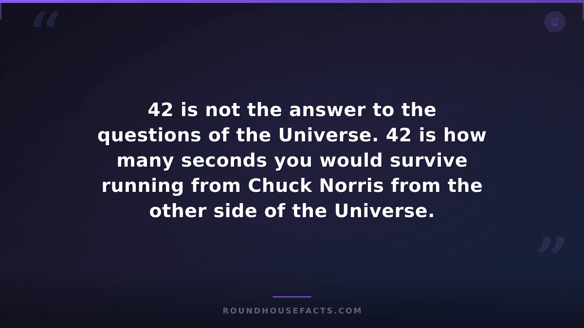 Chuck Norris Fact — 42 is not the answer to the questions of the Universe. 42 is
