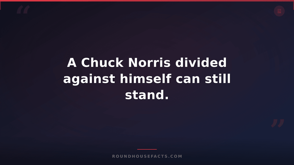 Chuck Norris Fact — A Chuck Norris divided against himself can still stand.