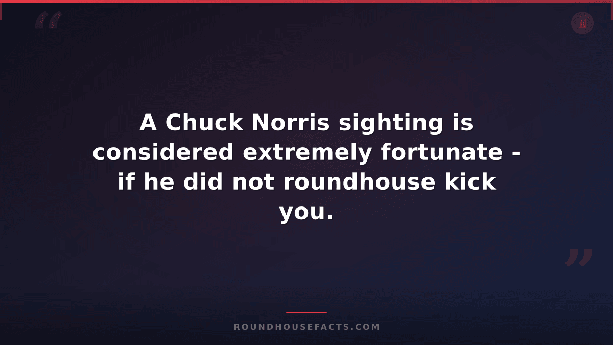 Chuck Norris Fact — A Chuck Norris sighting is considered extremely fortunate -