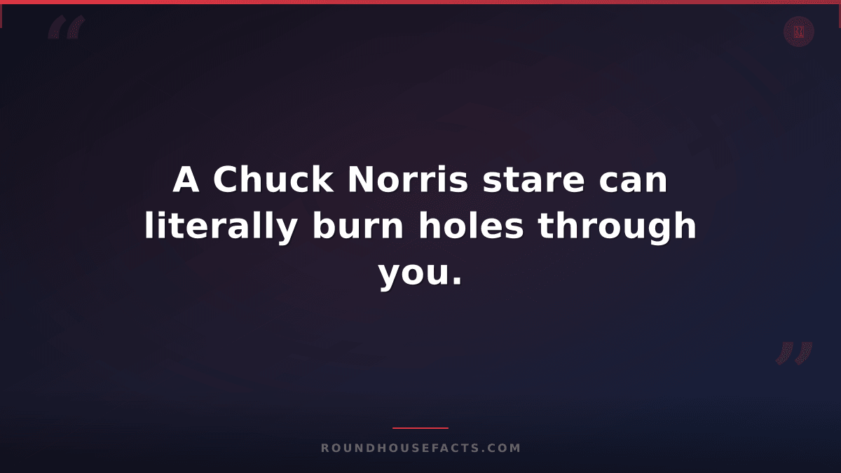 Chuck Norris Fact — A Chuck Norris stare can literally burn holes through you.