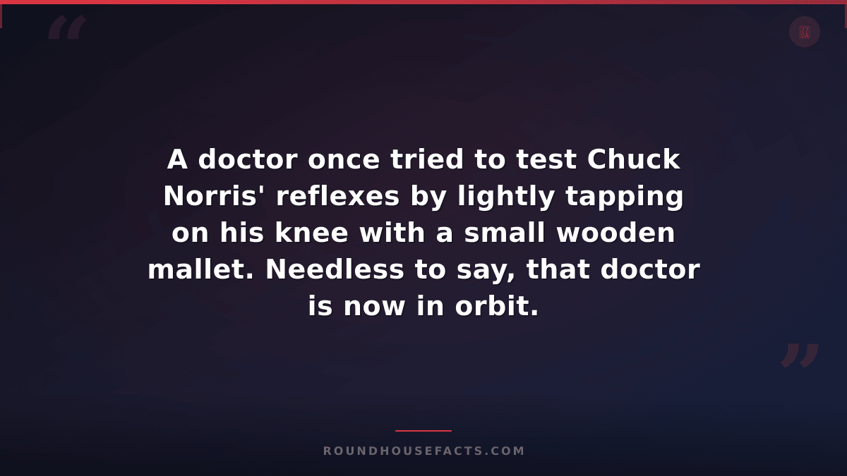 Chuck Norris Fact — A doctor once tried to test Chuck Norris' reflexes by lightl
