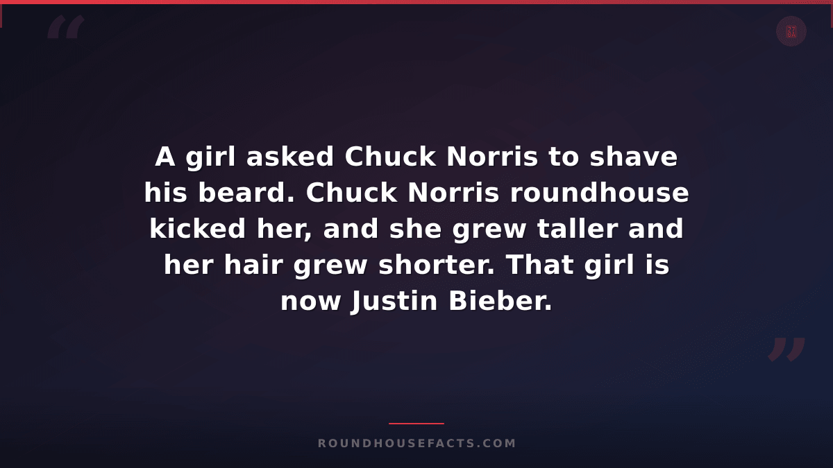 Chuck Norris Fact — A girl asked Chuck Norris to shave his beard. Chuck Norris r