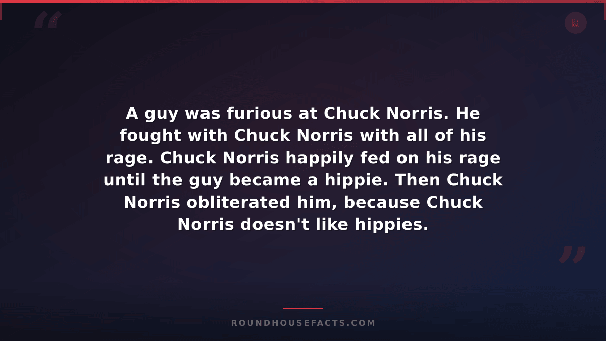 Chuck Norris Fact — A guy was furious at Chuck Norris. He fought with Chuck Norr