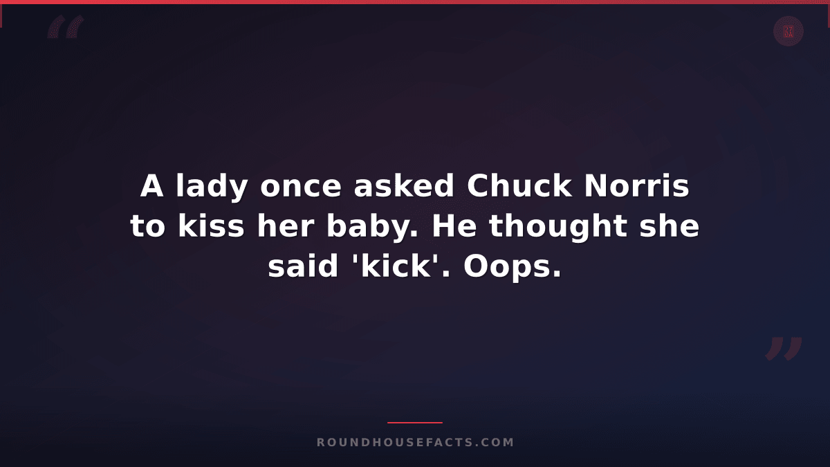Chuck Norris Fact — A lady once asked Chuck Norris to kiss her baby. He thought