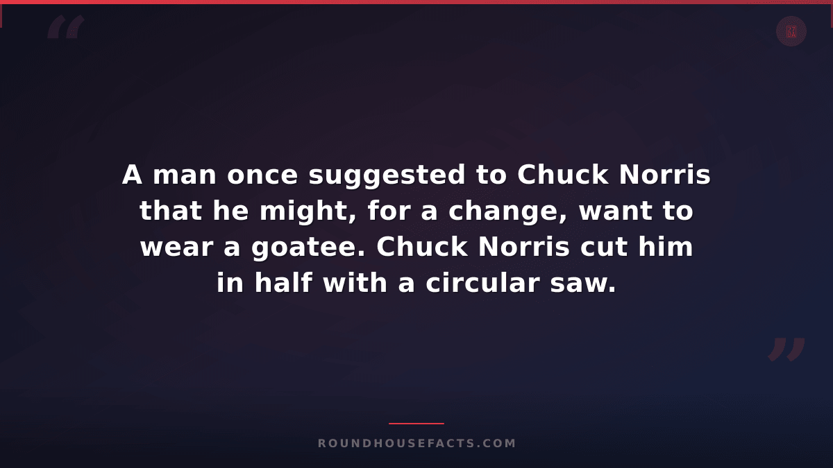 Chuck Norris Fact — A man once suggested to Chuck Norris that he might, for a ch