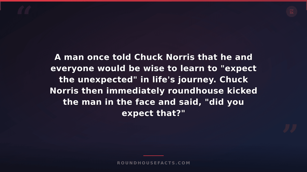 Chuck Norris Fact — A man once told Chuck Norris that he and everyone would be w