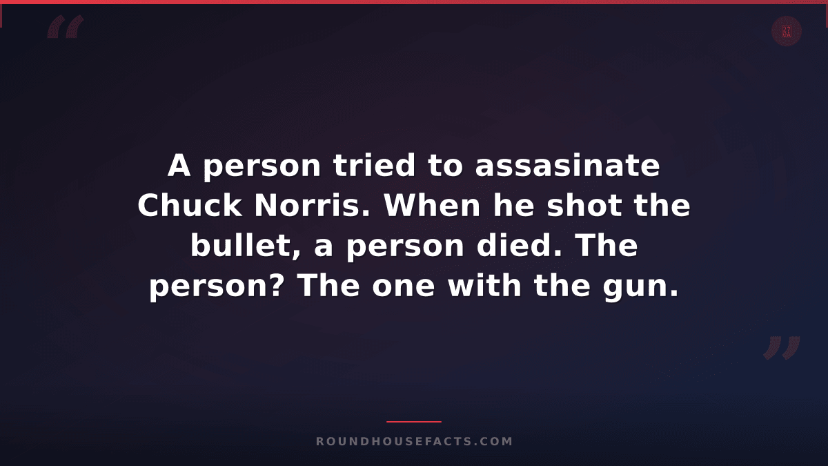 Chuck Norris Fact — A person tried to assasinate Chuck Norris. When he shot the