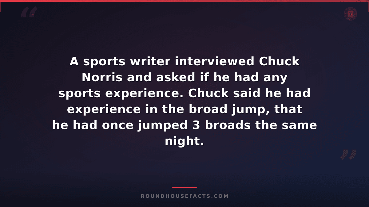 Chuck Norris Fact — A sports writer interviewed Chuck Norris and asked if he had