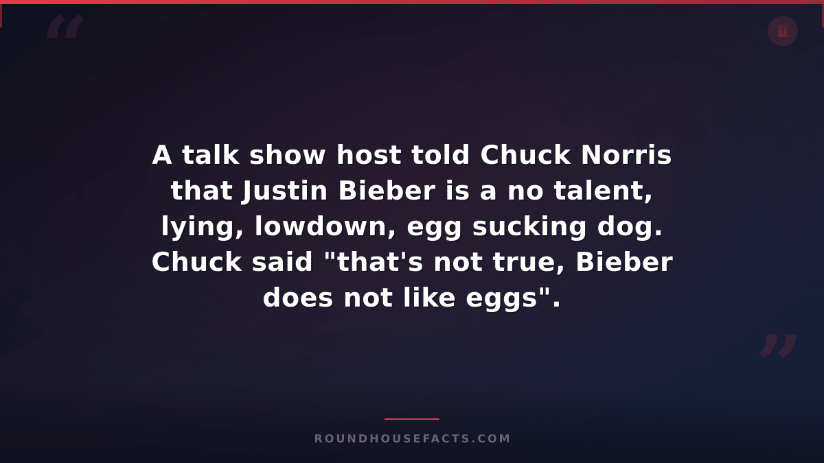 Chuck Norris Fact — A talk show host told Chuck Norris that Justin Bieber is a n