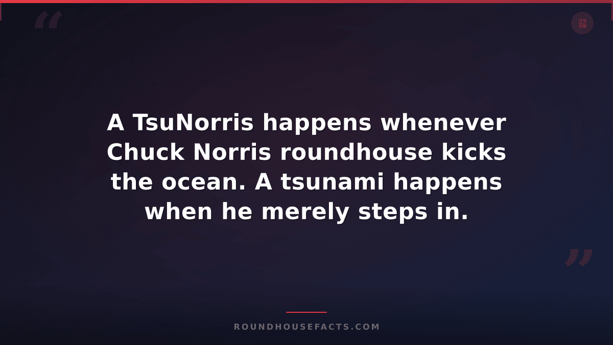 Chuck Norris Fact — A TsuNorris happens whenever Chuck Norris roundhouse kicks t