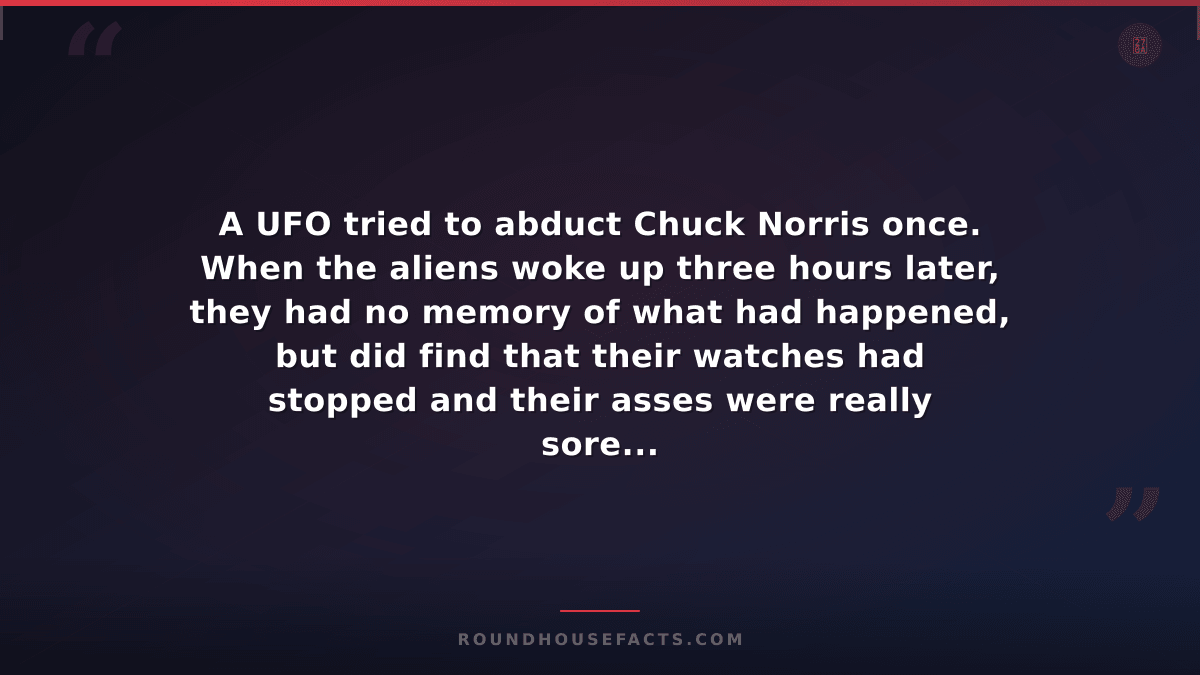 Chuck Norris Fact — A UFO tried to abduct Chuck Norris once. When the aliens wok