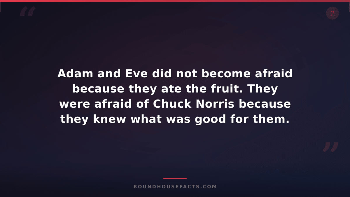 Chuck Norris Fact — Adam and Eve did not become afraid because they ate the frui