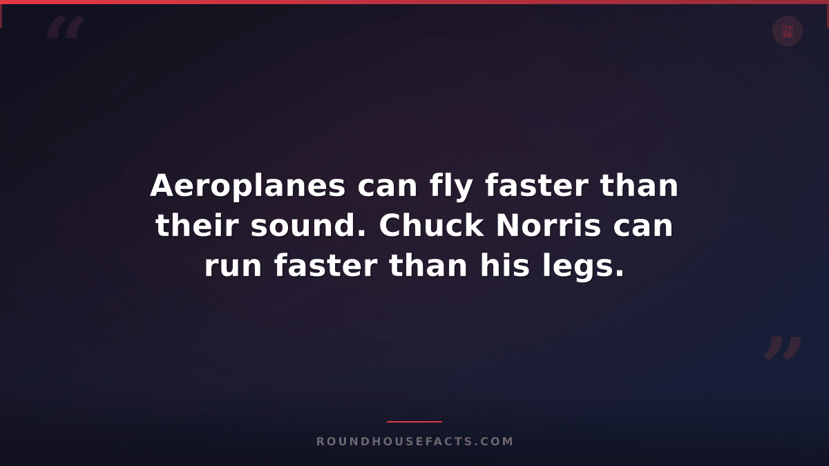 Chuck Norris Fact — Aeroplanes can fly faster than their sound. Chuck Norris can