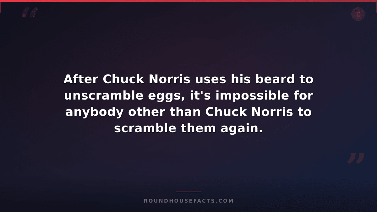Chuck Norris Fact — After Chuck Norris uses his beard to unscramble eggs, it's i