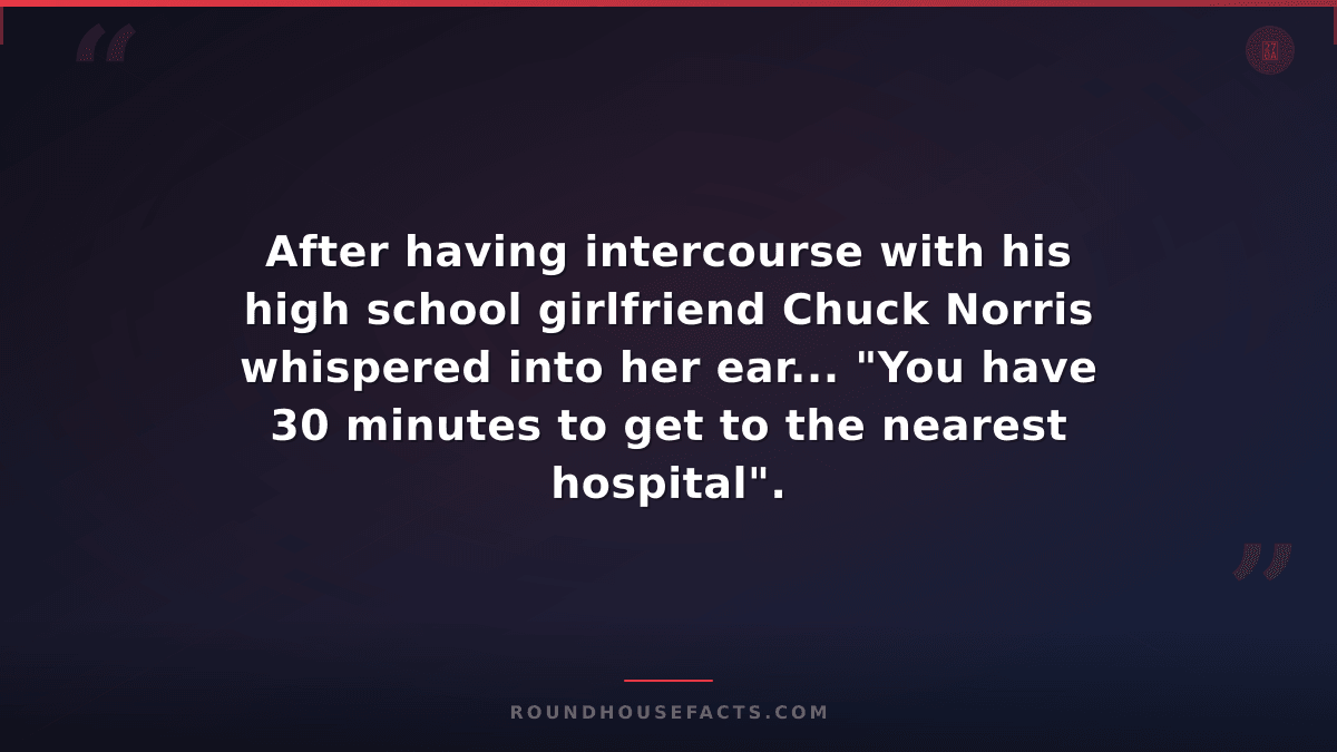 Chuck Norris Fact — After having intercourse with his high school girlfriend Chu