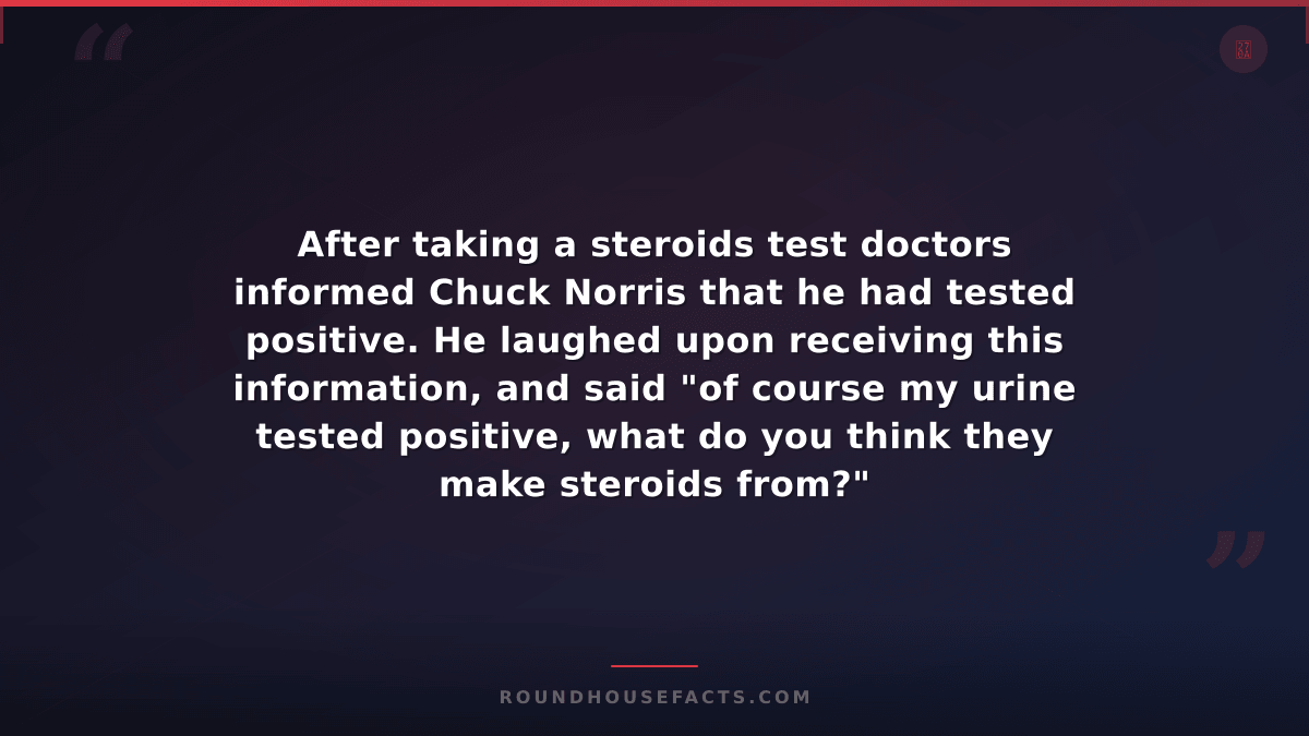 Chuck Norris Fact — After taking a steroids test doctors informed Chuck Norris t