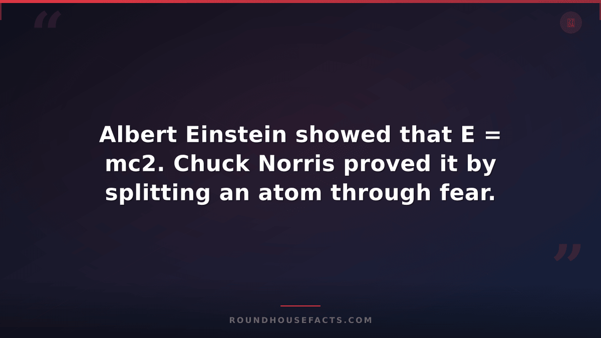 Chuck Norris Fact — Albert Einstein showed that E = mc2. Chuck Norris proved it