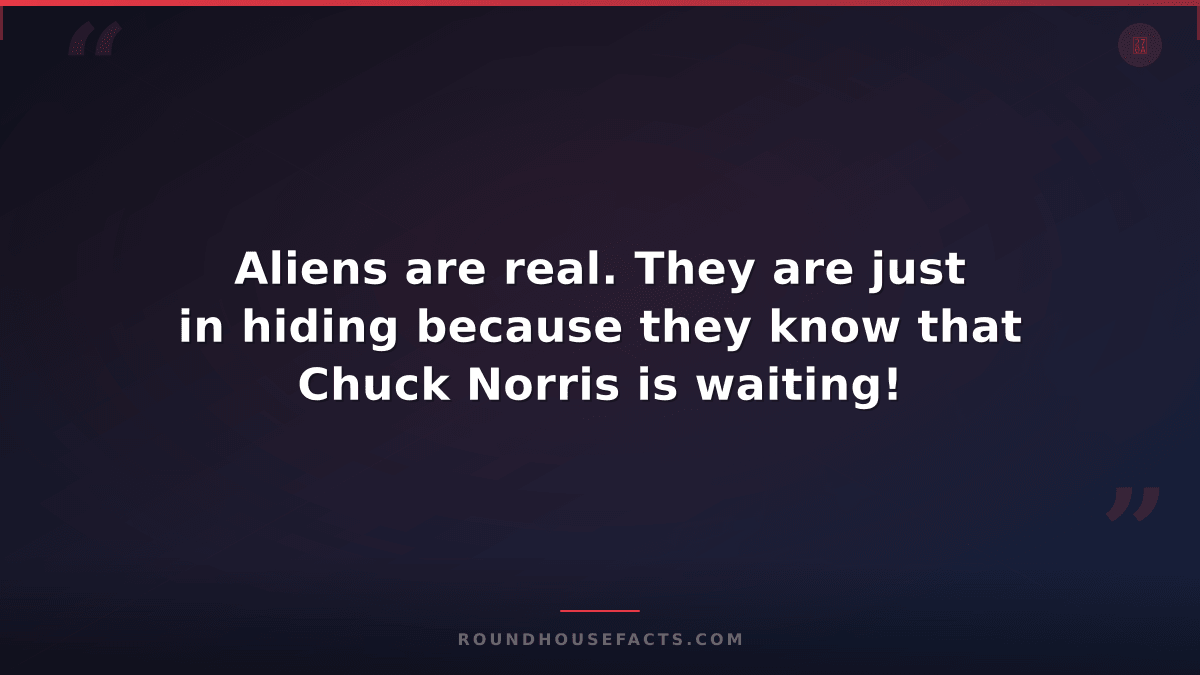 Chuck Norris Fact — Aliens are real. They are just in hiding because they know t