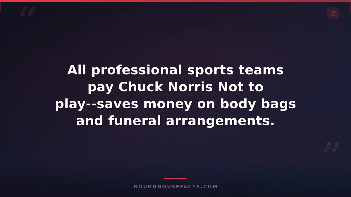 Chuck Norris Fact — All professional sports teams pay Chuck Norris Not to play--