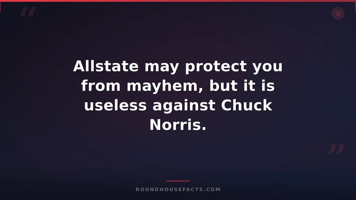 Chuck Norris Fact — Allstate may protect you from mayhem, but it is useless agai