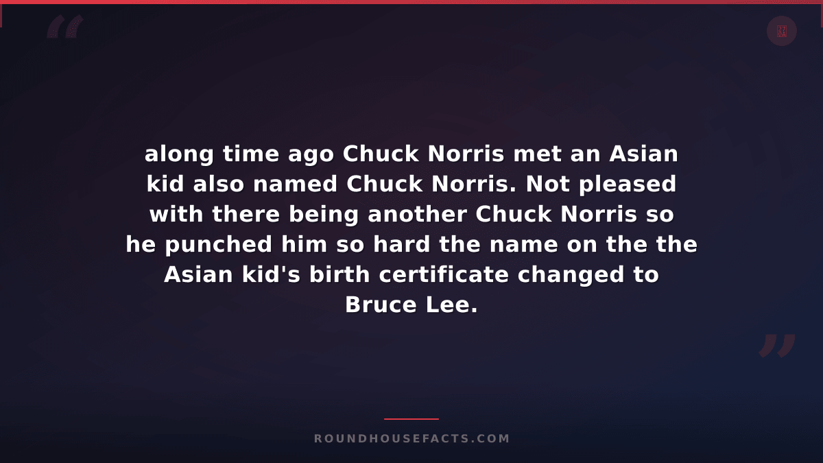 Chuck Norris Fact — along time ago Chuck Norris met an Asian kid also named Chuc