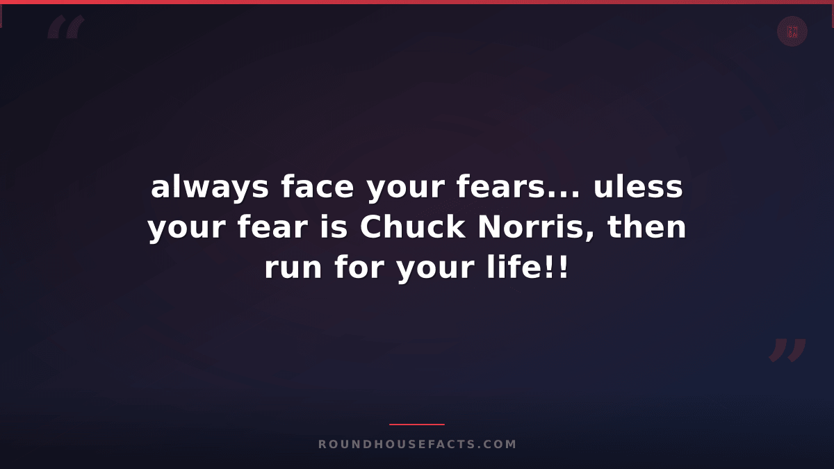 Chuck Norris Fact — always face your fears... uless your fear is Chuck Norris, t