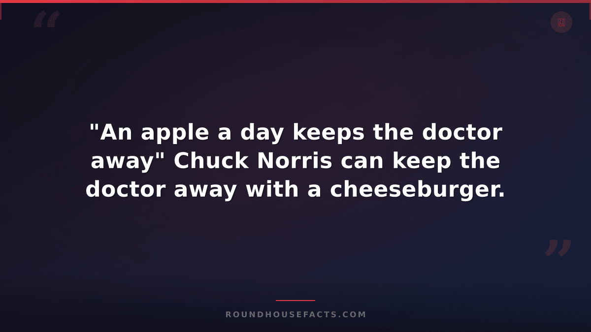 Chuck Norris Fact — "An apple a day keeps the doctor away" Chuck Norris can keep