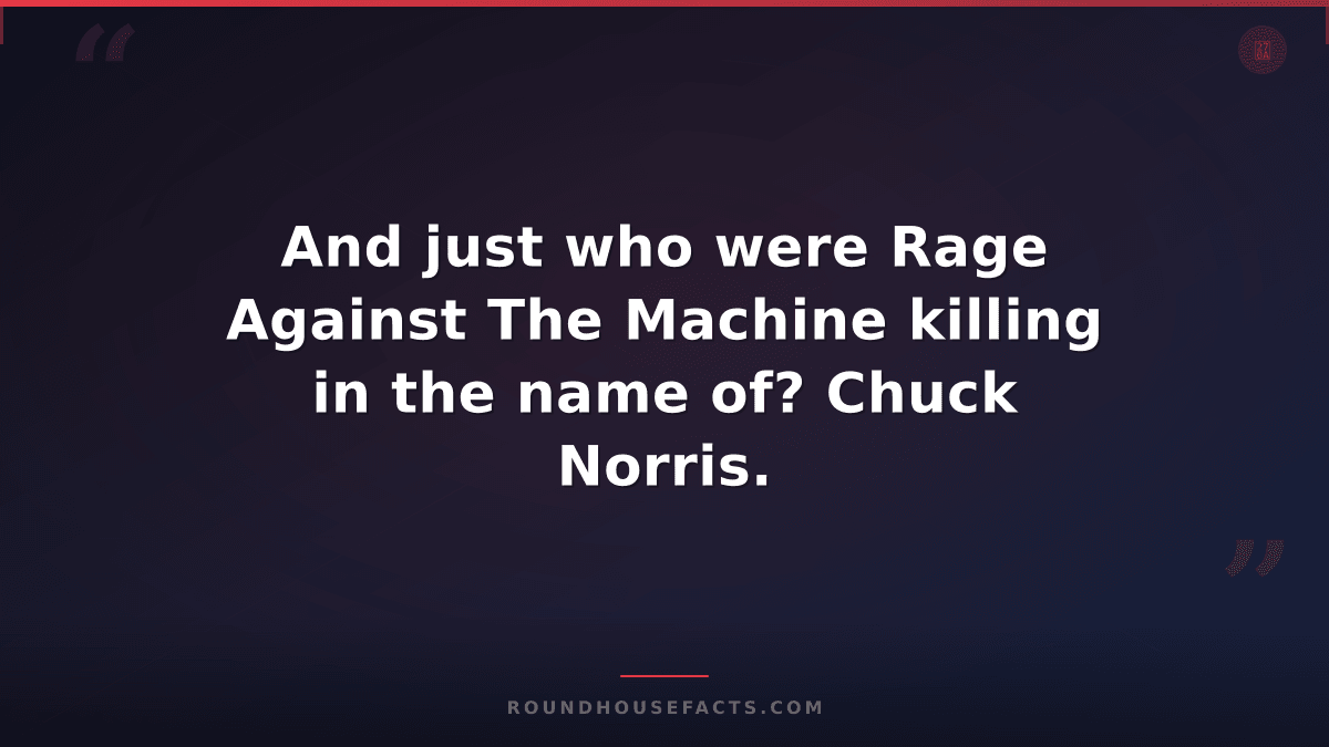 Chuck Norris Fact — And just who were Rage Against The Machine killing in the na