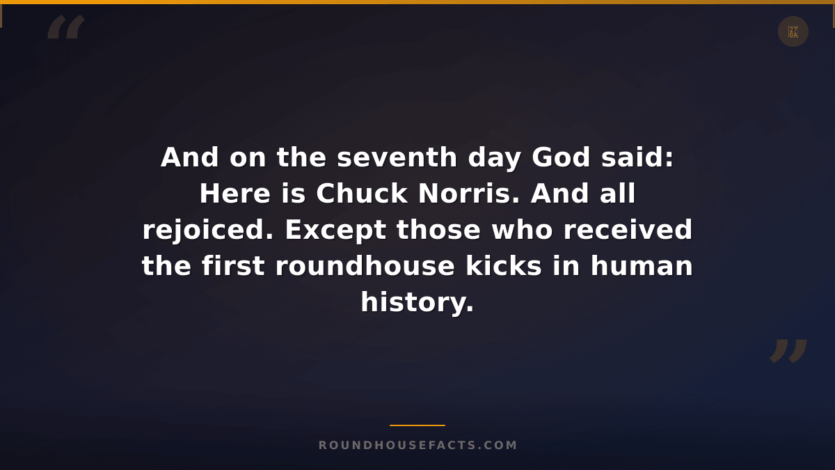 Chuck Norris Fact — And on the seventh day God said: Here is Chuck Norris. And a