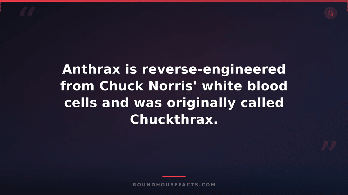 Chuck Norris Fact — Anthrax is reverse-engineered from Chuck Norris' white blood