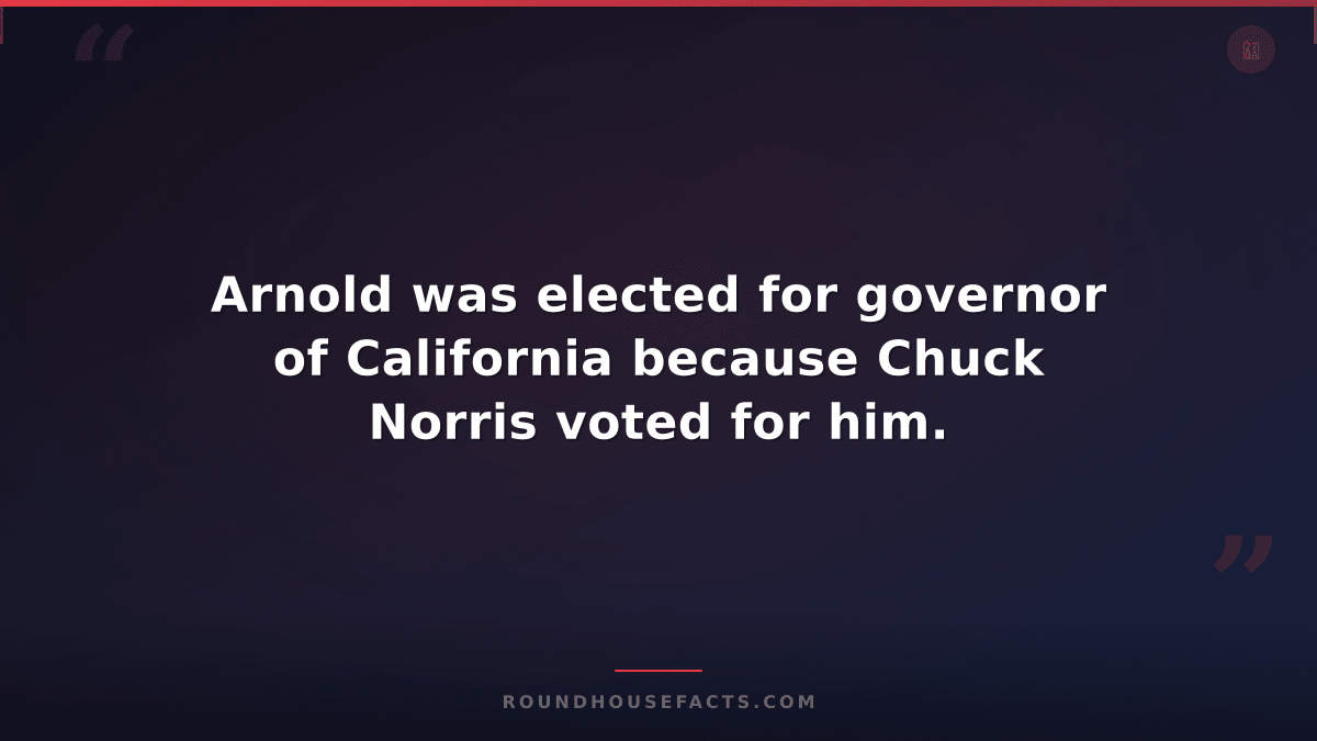 Chuck Norris Fact — Arnold was elected for governor of California because Chuck