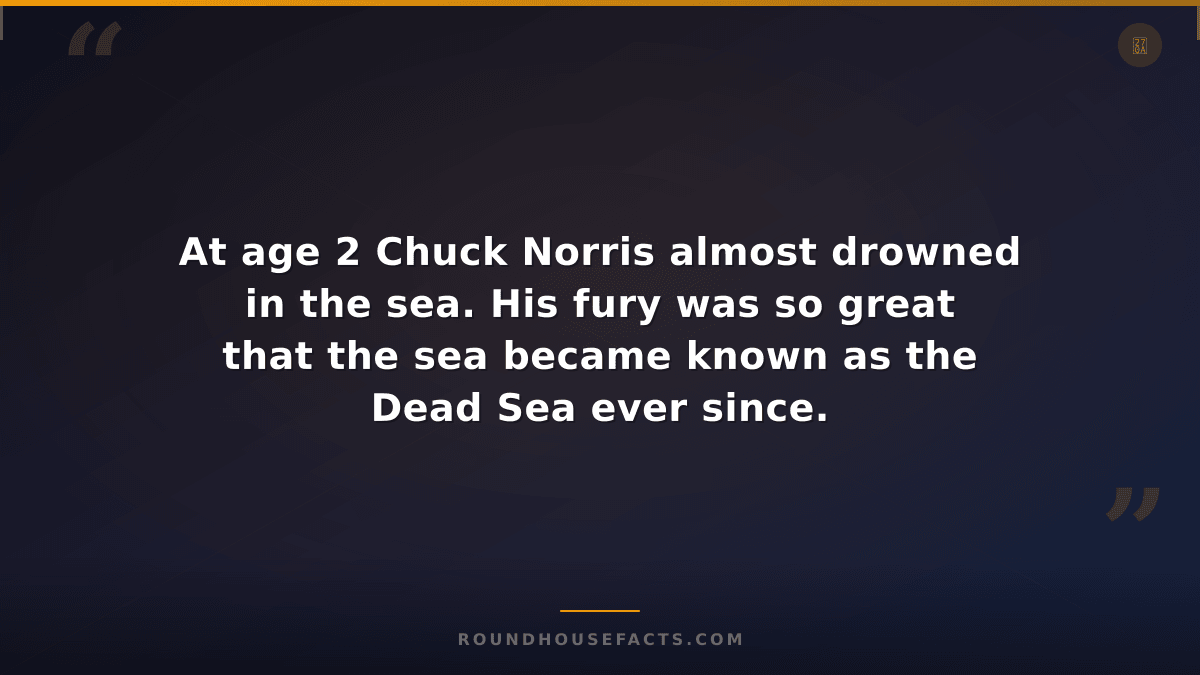 Chuck Norris Fact — At age 2 Chuck Norris almost drowned in the sea. His fury wa
