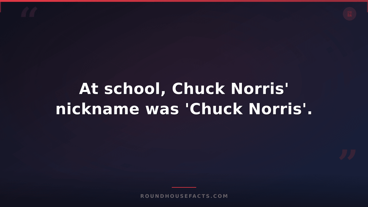 Chuck Norris Fact — At school, Chuck Norris' nickname was 'Chuck Norris'.