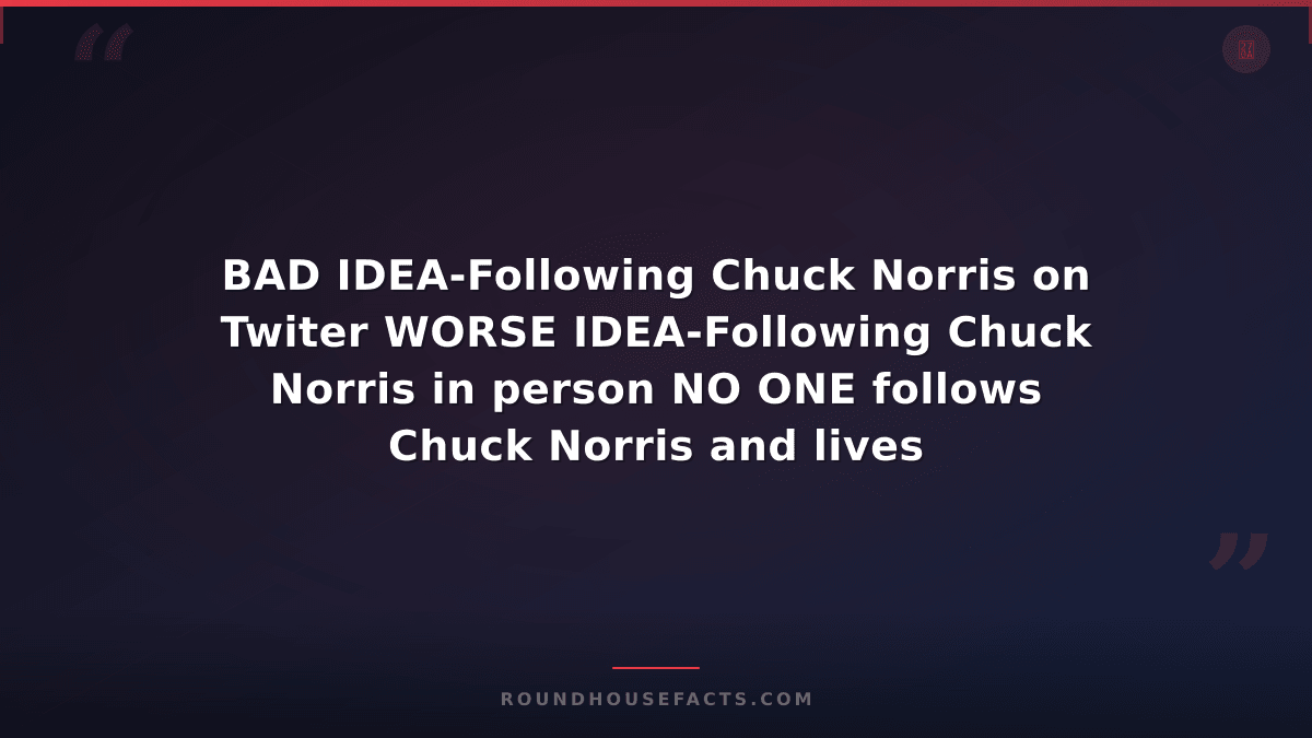 Chuck Norris Fact — BAD IDEA-Following Chuck Norris on Twiter WORSE IDEA-Followi