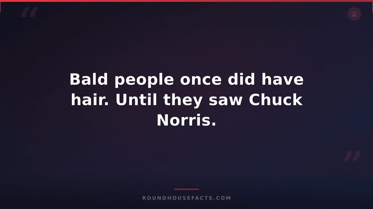 Chuck Norris Fact — Bald people once did have hair. Until they saw Chuck Norris.