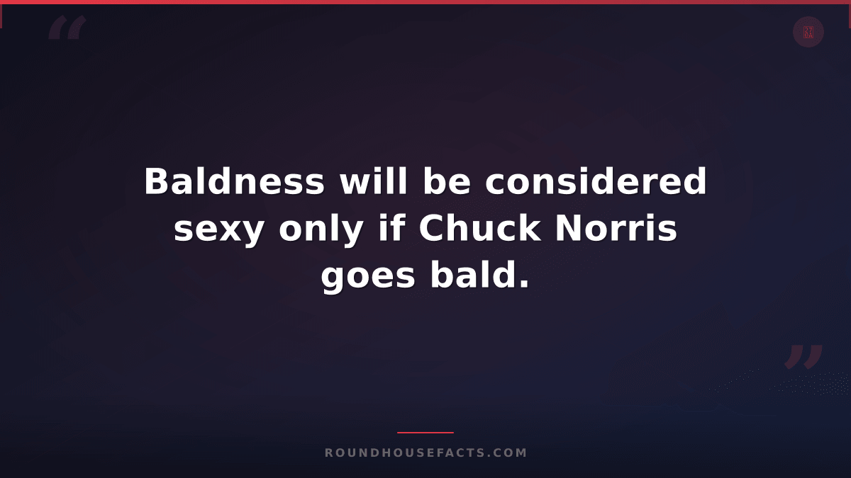 Chuck Norris Fact — Baldness will be considered sexy only if Chuck Norris goes b