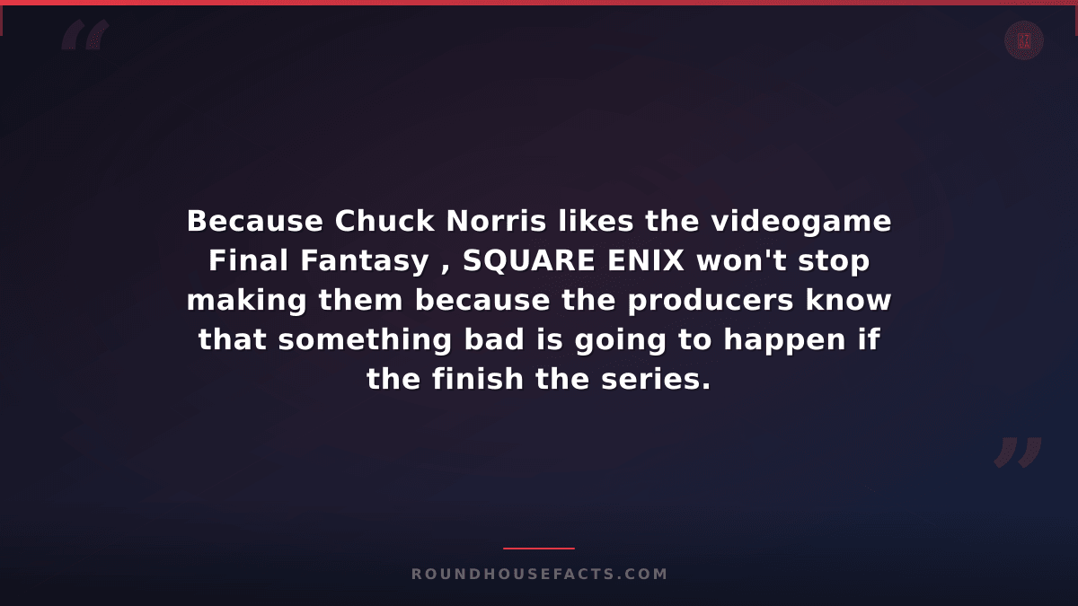 Chuck Norris Fact — Because Chuck Norris likes the videogame Final Fantasy , SQU