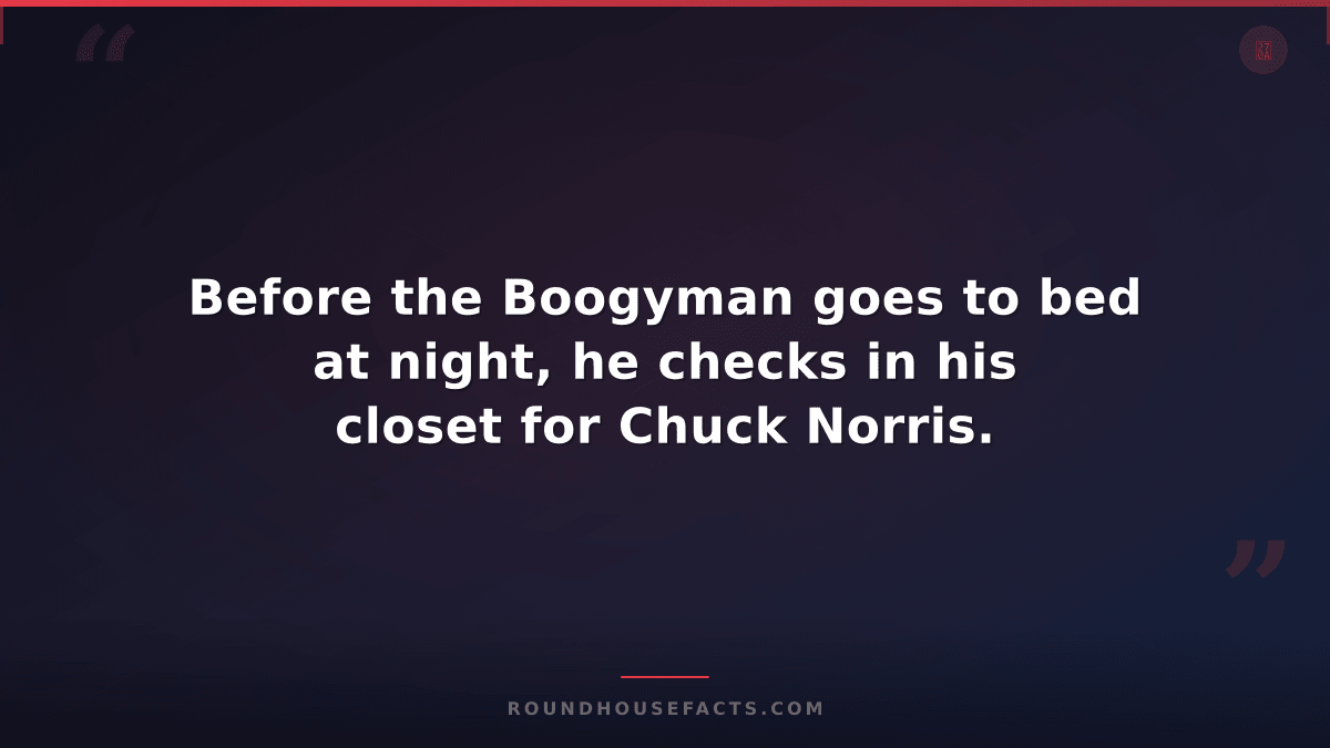 Chuck Norris Fact — Before the Boogyman goes to bed at night, he checks in his c