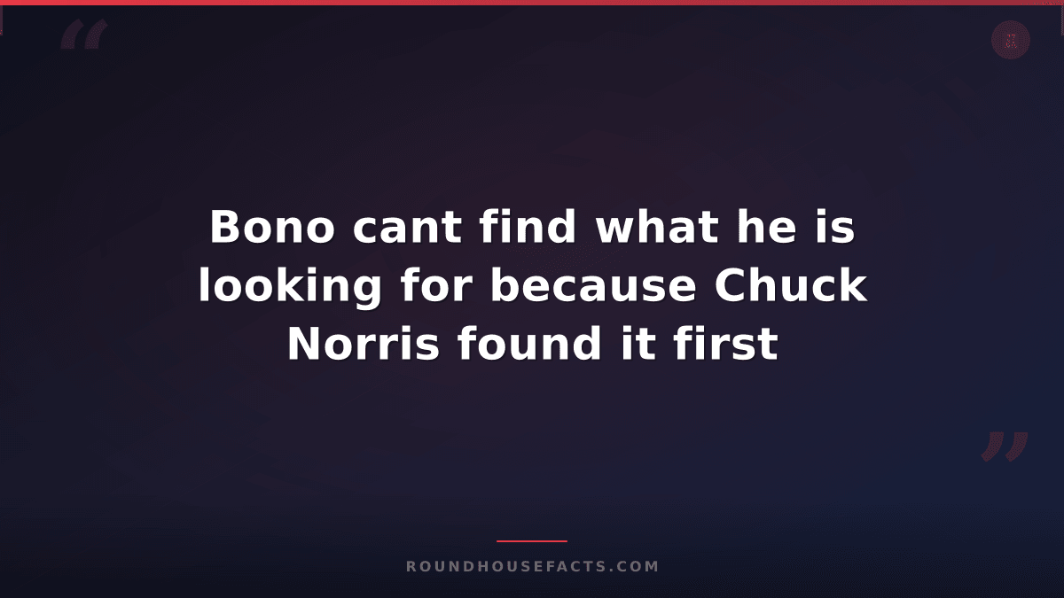 Chuck Norris Fact — Bono cant find what he is looking for because Chuck Norris f