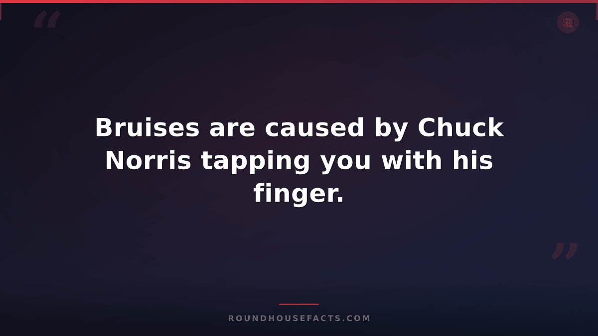 Chuck Norris Fact — Bruises are caused by Chuck Norris tapping you with his fing