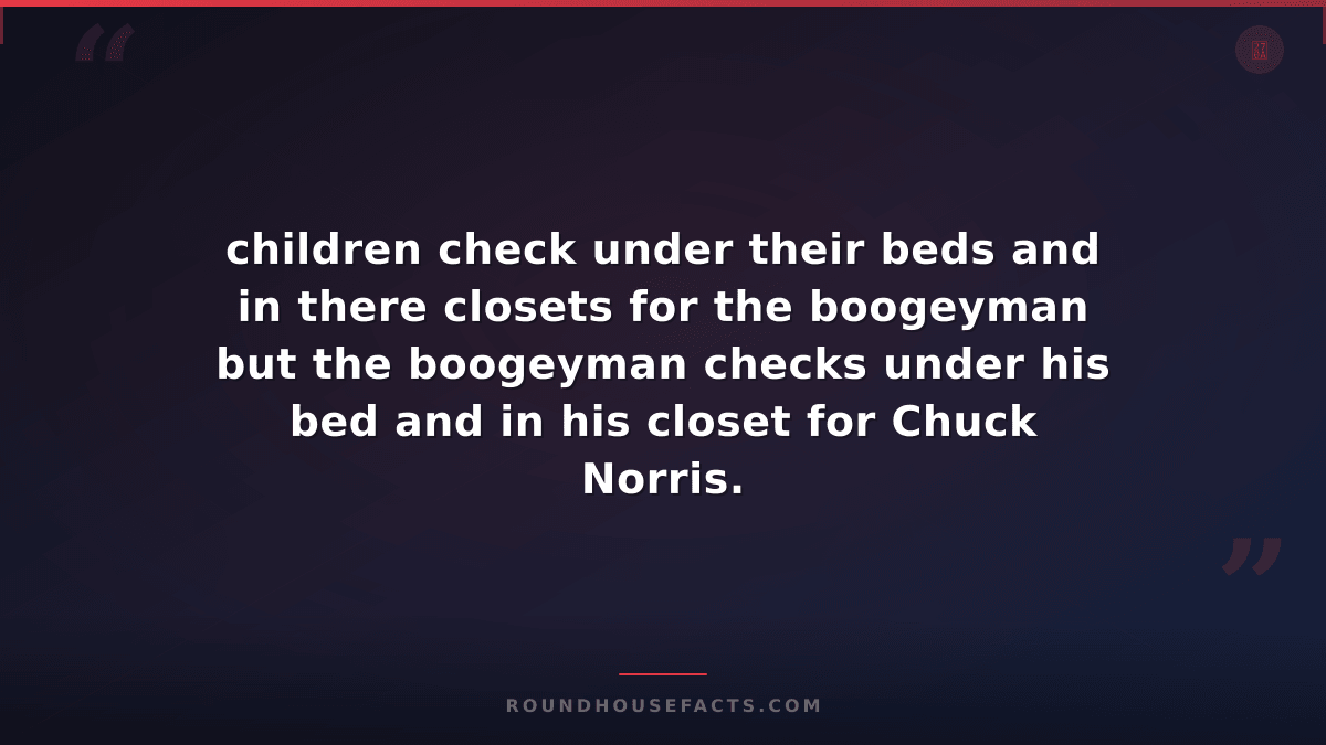 Chuck Norris Fact — children check under their beds and in there closets for the