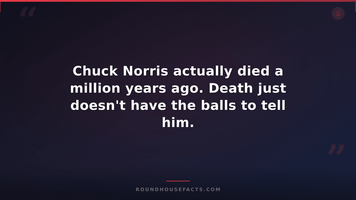 Chuck Norris Fact — Chuck Norris actually died a million years ago. Death just d