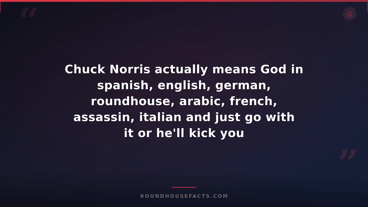 Chuck Norris Fact — Chuck Norris actually means God in spanish, english, german,