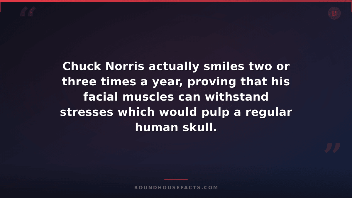 Chuck Norris Fact — Chuck Norris actually smiles two or three times a year, prov