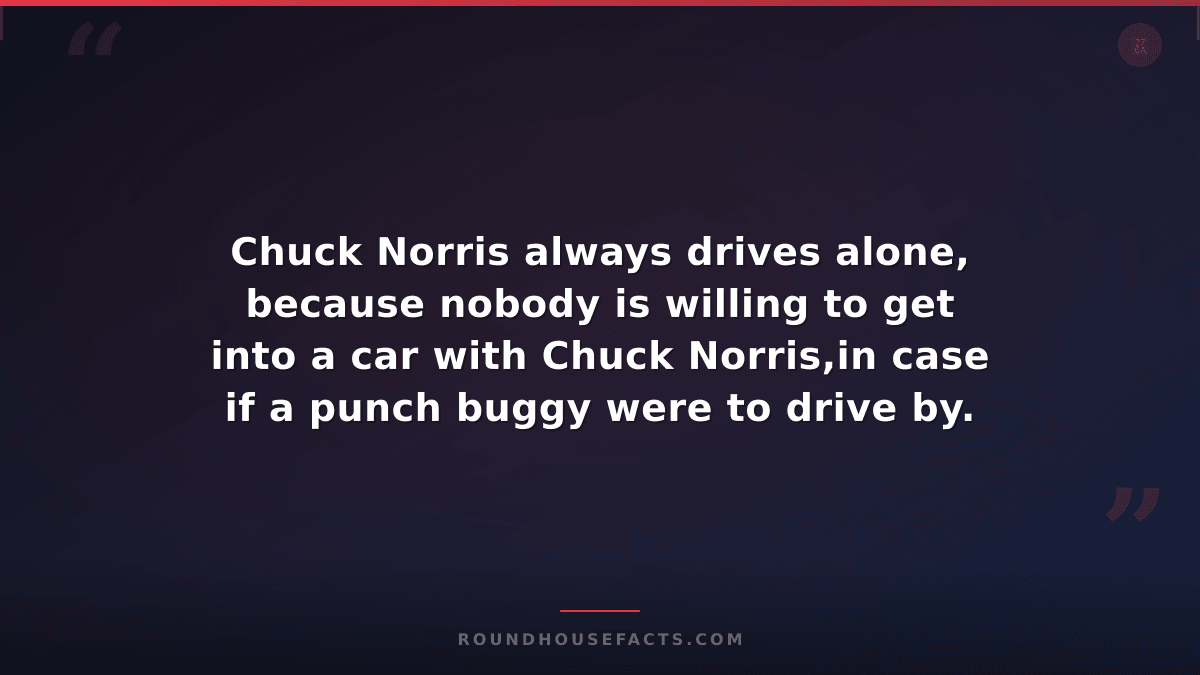 Chuck Norris Fact — Chuck Norris always drives alone, because nobody is willing