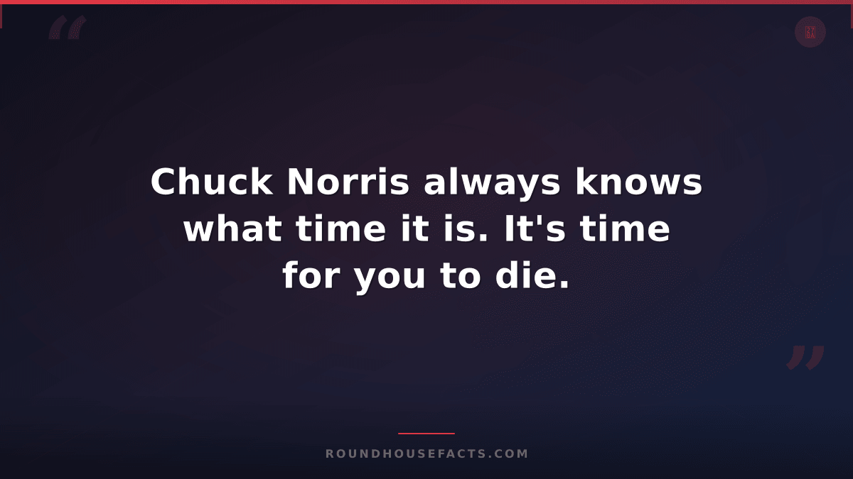 Chuck Norris Fact — Chuck Norris always knows what time it is. It's time for you