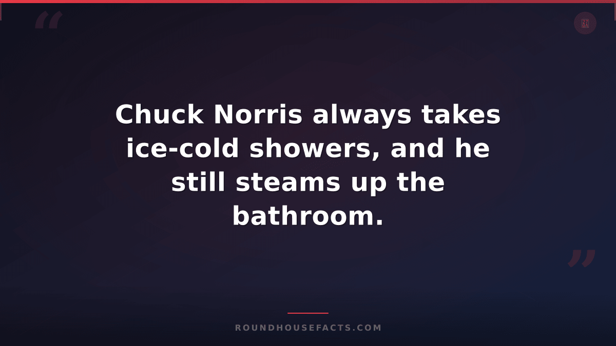 Chuck Norris Fact — Chuck Norris always takes ice-cold showers, and he still ste
