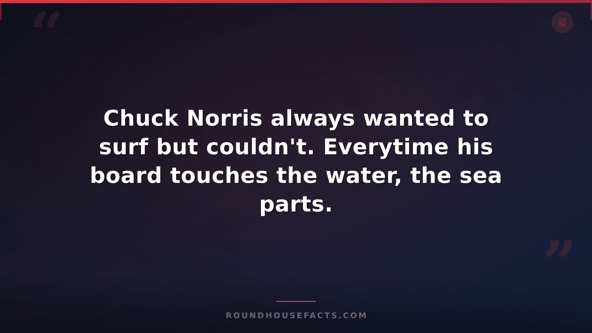 Chuck Norris Fact — Chuck Norris always wanted to surf but couldn't. Everytime h