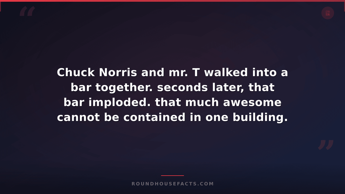 Chuck Norris Fact — Chuck Norris and mr. T walked into a bar together. seconds l