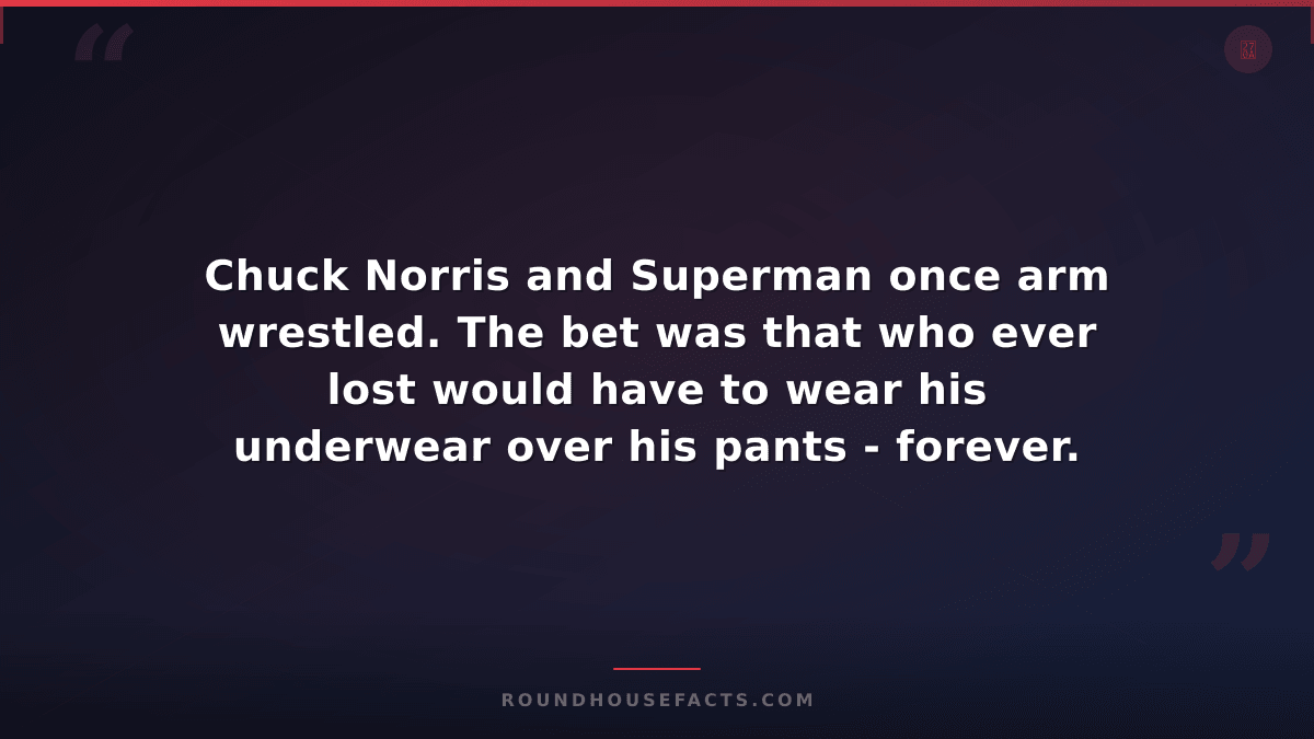 Chuck Norris Fact — Chuck Norris and Superman once arm wrestled. The bet was tha
